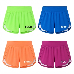 Shorts de sport double couche personnalisés avec logo, séchage rapide, taille élastique mi-haute, pour jogging, fitness, décontracté, couleur unie, vente en gros - Product Image 5