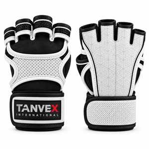 TANVEX INTERNATIONAL <b>Half</b> Finger Gym Gloves Mesh Breathable Non <b>Slip</b> Stretch Adjustable Wrist Strap Weight Lifting Fitness PU - Product Image 6