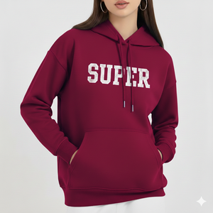 Sudadera con Capucha Oversize de Forro Polar Estampada para Mujer, de Invierno, Color Sólido, Holgada, Casual, Suave, Manga Larga, con Logo Frontal, 100% Algodón, de Secado Rápido - Product Image 6