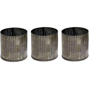 Ensemble de jardinières rustiques en métal galvanisé ondulé, style industriel vintage, pour intérieur et extérieur, pot de fleurs, décoration de ferme, décoration de maison - Product Image 1