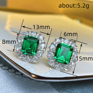Bijoux de mode pour femmes, boucles d'oreilles, bagues et colliers exquis, ensemble de bijoux en argent émeraude de luxe - Product Image 5