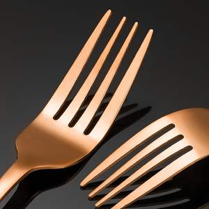 Cuchara y Tenedor de Acero Inoxidable Premium Color Oro Rosa, Aptos para Lavavajillas, Elegantes, Ideales para Regalo - Product Image 4