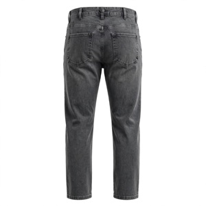 Jean droit noir pour homme, taille haute, en coton délavé, style décontracté mi-saison, fermeture boutonnée - Product Image 2