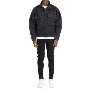 Chemise en jean pour homme, manches longues, couleur unie, col rabattu, décontractée, en coton délavé, coupe classique - Product Image 6