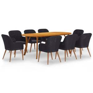 Set da pranzo Patio nero 9 pezzi - Product Image 1