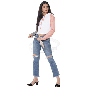 Venta al por mayor de manga larga de cuello redondo Crop Top Casual Solid Loose Fit Hoodie Classic Streetwear Top para las mujeres - Product Image 4