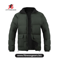 Winddichte Bubble-Pufferjacke mit Polyesterfüllung, Reißverschluss, Kapuze und Frontlogo für Herren, Herbst-Freizeitjacke