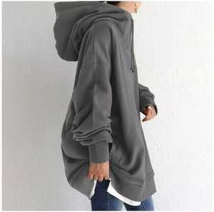 Oversized Hooded Pullover <b>Sweatshirt</b> Long Solid Color Unisex Regular Sleeve Fleece 100% Cotton Windproof Eco-Friendly Winter - Product Image 3