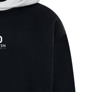 เสื้อฮู้ดดี้สองสีแบบหนา ผ้าฝ้ายฟลีซ สไตล์สตรีทแวร์ รับผลิตแบบ OEM ODM ขายส่งจำนวนมาก - Product Image 5
