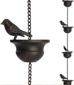 Chaîne de pluie en fer robuste pour extérieur, système de drainage d'eau de pluie décoratif pour jardin et toiture - Product Image 1