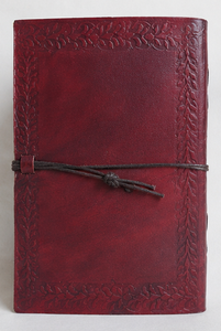 Designer Handcrafted Embossed Brown Leather Hardcover <b>A6</b> Loose-Leaf Gift Journal 120 Sheets for Office School College Use - Product Image 2