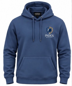 Sudadera con Capucha Azul para Hombre, de Gran Gramaje, con Logotipo Personalizado, Estilo Urbano, Venta al por Mayor, Fabricante de Ropa Index Apparel - Product Image 1