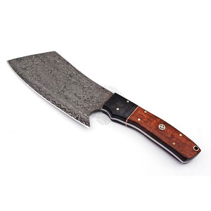 Hand Forged Damascus Steel Cleaver Chef Knife Set Wood Handle 7" Blade Sheath-Multi-Purpose Kitchen Knife-Anniversary Birthday - Product Image 1