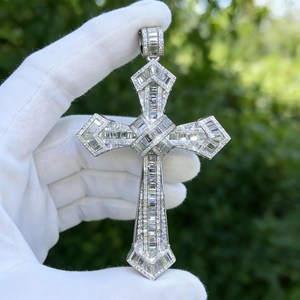 <b>Cross</b> <b>Charm</b> Pendant Hip Hop Jewelry Yellow - White Gold Plated 925 Sterling Silver Pass Diamond Tester Moissanite Iced Out Penda - Product Image 1