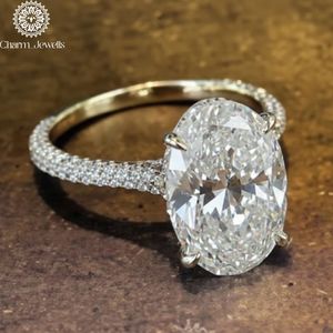 Charm Jewells IGI Certified 3 GM <b>Silver</b> Gold Plated Cushion Cut Moissanite <b>Eternity</b> Band <b>Ring</b> Prong Setting Women's Classic <b>Ring</b> - Product Image 1