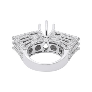 แหวนทองคำขาว 18k ประดับเพชรแท้ทรงบาแกตต์และทรงกลมหลายแถวแบบกว้าง ยี่ห้อ Memoria Jewels ขายส่ง - Product Image 5