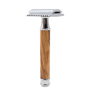 Professional Reusable Twin Blade Shaving <b>Razor</b> for <b>Men</b> Olive Wood Handle Manual Grooming <b>Razor</b> OEM Custom Brand - Product Image 1