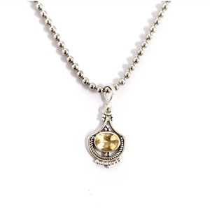 Colgante ovalado vintage de plata 925 con citrino en montura de barra, ideal para uso diario, joyería unisex. - Product Image 3