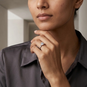 Bague de fiançailles classique pour femme avec diamant rond brillant PT950, bijoux en diamant de laboratoire - Product Image 3