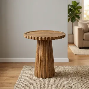 Handmade <b>Rustic</b> Round Wooden <b>Side</b> <b>Table</b> Antique Style Living Room Furniture - Product Image 3