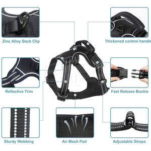 Harnais anti-traction pour animaux de compagnie avec clips avant et arrière, en tissu respirant, confortable et de contrôle efficace pour la promenade, l'entraînement et la course - Product Image 2