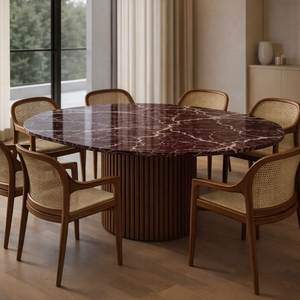 Juego de Comedor Redondo de Lujo con Sillas de Ratán Tejido, Muebles Modernos de Teca para Villa, Hotel o Restaurante - Product Image 2