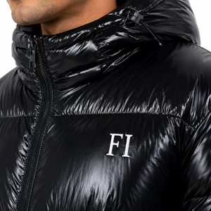 Custom Hooded Puffer Men's Jacket Streetwear Y2K Glossy Bubble Zipper Closure Casual Winter Coat Wholesale Custom Logo Outerwear - Product Image 5