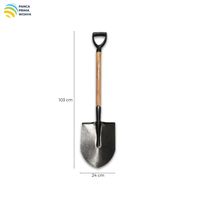 Pala Redonda de Alta Calidad de 103 cm, Pala de Acero para Jardinería con Mango de Madera Maciza en Forma de D, Hoja de 24 cm