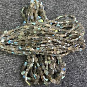 Faceted <b>Stone</b> <b>Beads</b> For Jewelry Making 8 Inch Strand Natural Gray Blue Labradorite Loose <b>Beads</b> - Product Image 3