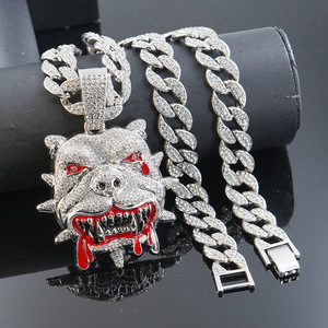Colgante de Bulldog con Diamantes Cultivados en Laboratorio Certificados de Plata 925, Cadena Cubana Ligera para Hombre, Joyería de Moda Hip Hop - Product Image 2