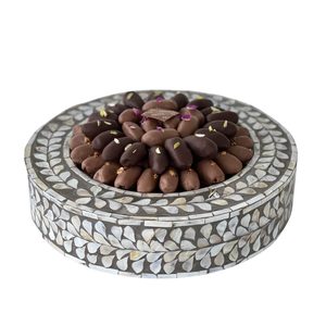 Bandeja Decorativa Redonda de Lujo para Dulces, de Primera Calidad, Nueva, con Diseño de Madreperla y Chocolate, de Vietnam, para Ramadán y Bodas - Product Image 4