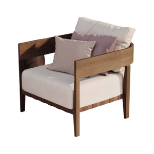 Canapés de jardin modernes, meubles de patio, chaise longue en bois massif avec coussin par Rachel Natalie - Product Image 1