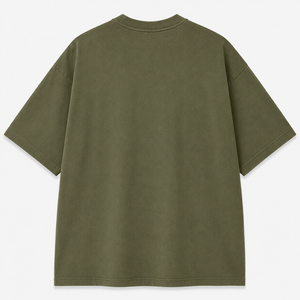 เสื้อยืดทรงบ็อกซี่สไตล์สตรีทแวร์ ผ้าโพลีเอสเตอร์/คอตตอน หนานุ่ม ระบายอากาศได้ดี เป็นมิตรต่อสิ่งแวดล้อม ขนาดใหญ่พิเศษ สีเขียวมะกอก  สามารถปรับแต่งได้ - Product Image 2