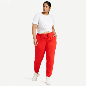 Pantalones Deportivos de Forro Polar para Mujer, Color Rojo Intenso, para Invierno, Cintura Elástica, Venta al Por Mayor de Fábrica, Estilo Europeo - Product Image 4