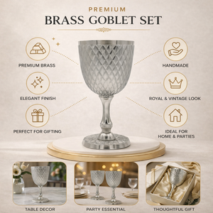 Ensemble de gobelets en laiton de qualité supérieure |   Calice décoratif élégant fait à la main |   Décoration de table vintage royale pour les fêtes, la maison et la collection de cadeaux - Product Image 5