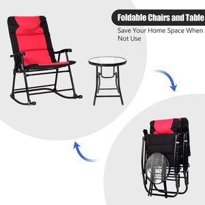 Ensemble de 3 chaises pliantes d'extérieur avec coussins, ensemble de meubles de patio pratiques avec table - Product Image 5