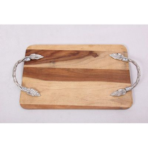 Bandeja de Servir de Madera Hecha a Mano con Asas de Metal de Lujo con Diseño de Jinete, Plato Decorativo Vintage para Comida, Venta al por Mayor - Product Image 3