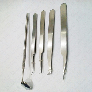 Ensemble de 4 pinces à cils en acier inoxydable de qualité supérieure avec pointes précises et miroir intégré pour extensions de cils - Product Image 2