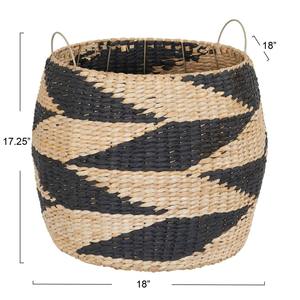 Paniers ronds en jacinthe d'eau, noirs et naturels, faits à la main, paniers de rangement, vente en gros, écologiques, fabriqués au Vietnam - Product Image 2