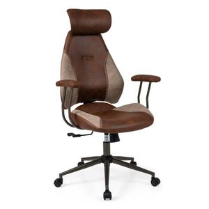 Sedia da Ufficio Ergonomica Marrone con Blocchi di Colore, Poggiatesta Regolabile 2D, Schienale Alto, Capacità 150 kg, Materiale in Nylon - Product Image 3