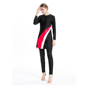 Comfortable Breathable Sustainable Modest Swim Suit <b>Islamic</b> Burkinis 2 Piece Set High Cut <b>Print</b> Crystal Solid Color Burkini - Product Image 4