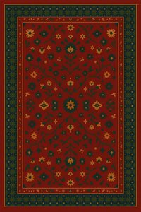 Alfombra Oriental Geométrica Cuadrada Roja, Verde y Amarilla, Hecha a Mano con Yute Afelpado, Extra Gruesa, Antideslizante con Base de Goma, Decoración para Sala de Estar - Product Image 1