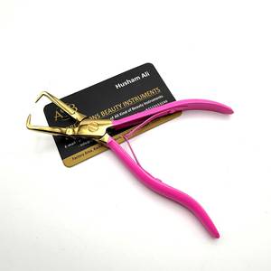 Pince de retrait de microbilles en or rose, en acier inoxydable, pour extensions capillaires, avec logo personnalisé, micro-liens, manche rose, OEM - Product Image 4