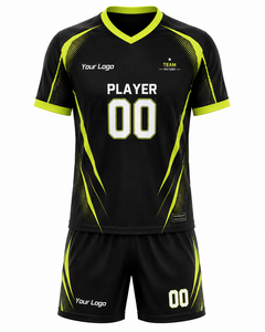 Ensemble de maillots et shorts de football personnalisés pour hommes, sublimés, respirants, anti-transpiration, uniforme de football unisexe pour adultes, été, 100% polyester - Product Image 1