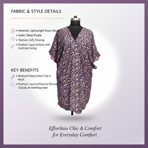 Kaftan de nuit artisanal en soie Habotai bleu marine, col en V, manches à volants, 100% soie pure, vêtement de détente de luxe, robe de soirée pour femme, chef-d'œuvre - Product Image 5