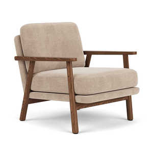 Fauteuil rembourré moderne avec design à pieds bas pour usage intérieur, assise en tissu et pieds en bois, meubles de salon - Product Image 2