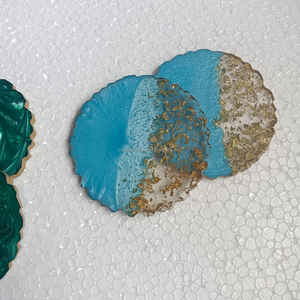 Tapis de tasse à thé en résine bleu ciel de style japonais Sous-verre époxy créatif Sous-verre élégant en résine Ensemble de 4 pièces disponibles - Product Image 1