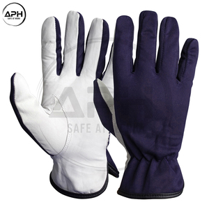 White Leather Assembly <b>Gloves</b> Custom Color Spandex Back Shirred Elastic Wrist Precision Electronics Component Fitting <b>Workwear</b> - Product Image 6