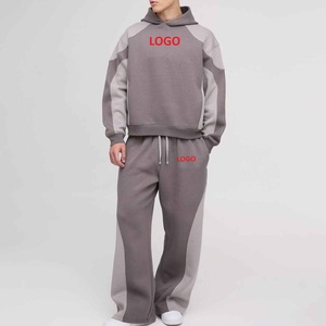 Ensemble de survêtement gris à capuche pour homme, sweat-shirt en coton, pantalon de jogging, coupe ample, décontracté, pour l'automne, avec logo imprimé, longueur intégrale - Product Image 1