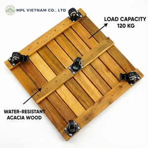 Chariot à plantes roulant robuste de 19 pouces avec roues carrées en bois, design minimaliste et traditionnel, écologique, pour jardin et usage domestique, capacité 150 kg - Product Image 3
